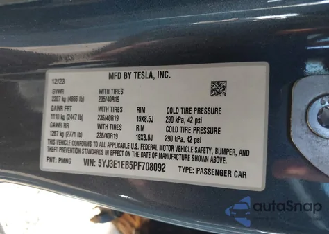 2023 Tesla Model 3 Long Range Dual Motor All-Wheel Drive из США, поврежденный, VIN 5YJ3E1EB5PF708092